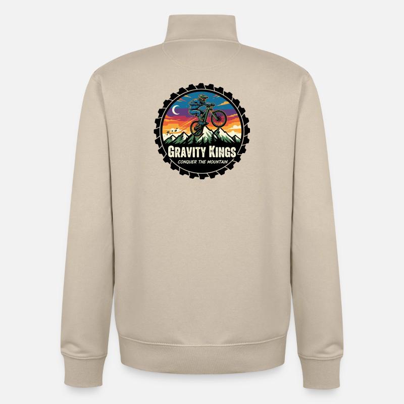 Gravity Kings: Conquer the Mountain - Unisex Organic Zip Sweatshirt by Stanley/Stella - desert dust
