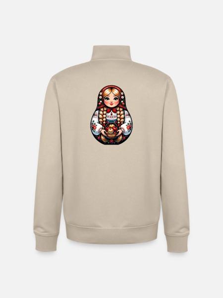 Matryoshka in Russian Matryoshka Doll Russian - Unisex Organic Zip Sweatshirt by Stanley/Stella - desert dust