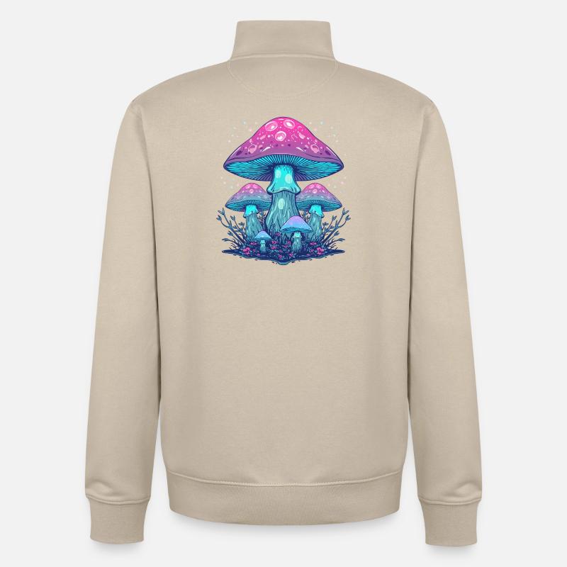 Ätherische Neonpilze - Unisex Organic Zip Sweatshirt von Stanley/Stella - Cremebeige