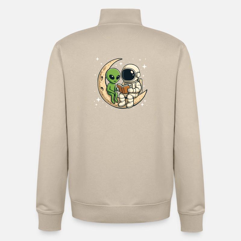 Astronaut Alien Space Book Lover lesen - Unisex Organic Zip Sweatshirt von Stanley/Stella - Cremebeige