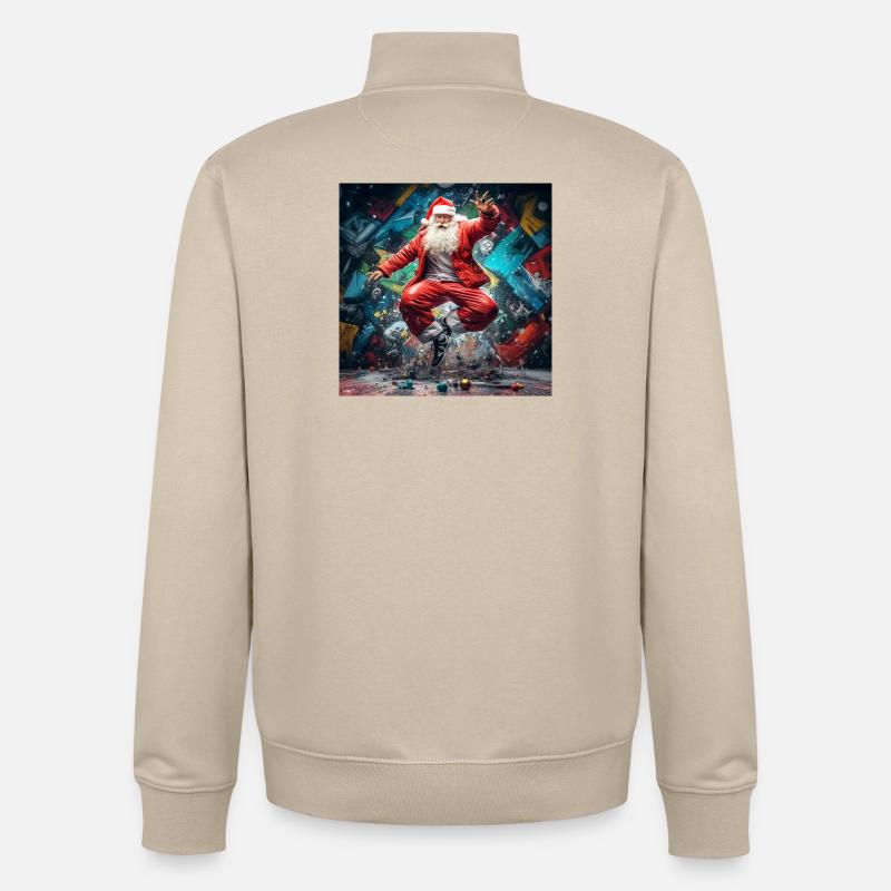 Weihnachtsmann Graffiti Sprung Breakdance - Unisex Organic Zip Sweatshirt von Stanley/Stella - Cremebeige