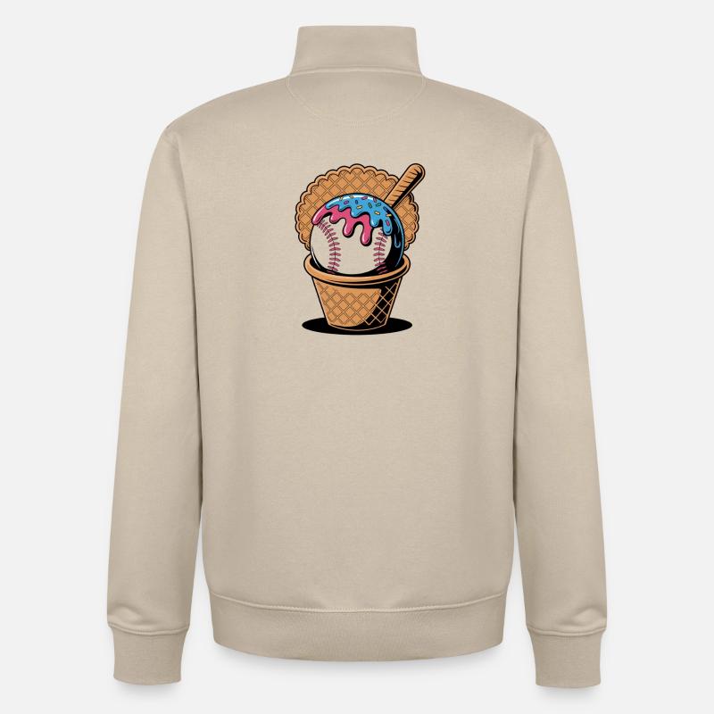 Baseball Eiscreme In Waffel Mit Schläger - Unisex Organic Zip Sweatshirt von Stanley/Stella - Cremebeige