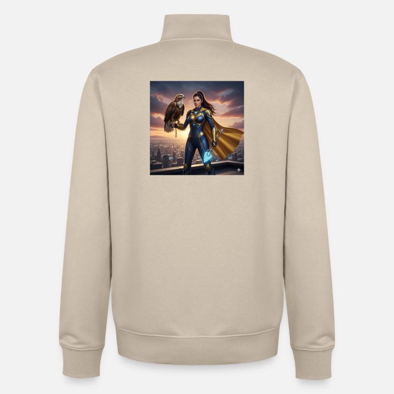 Urban Eagle Heldin - Unisex Organic Zip Sweatshirt von Stanley/Stella - Cremebeige