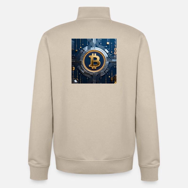 Bitcoin Neon sur le circuit - Sweat zippé unisexe en coton bio Stanley/Stella - beige crème