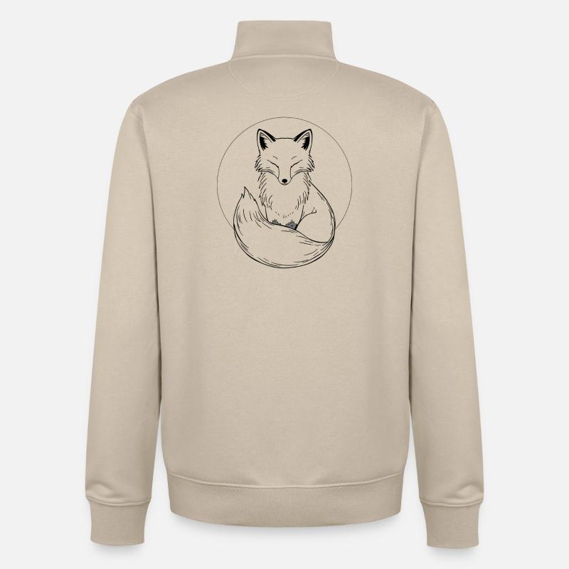 Fox in a Linear Circle - Unisex Organic Zip Sweatshirt by Stanley/Stella - desert dust