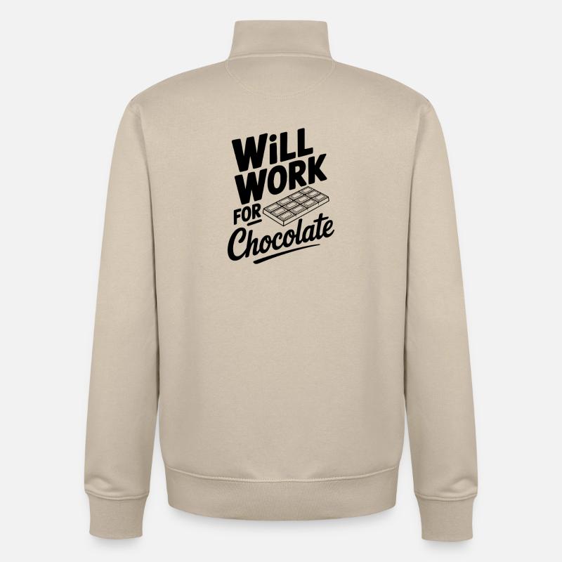 Ça marchera pour le chocolat - Sweat zippé unisexe en coton bio Stanley/Stella - beige crème
