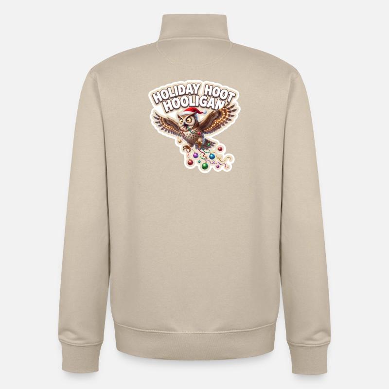 Célébration du Hibou de Noël - Sweat zippé unisexe en coton bio Stanley/Stella - beige crème