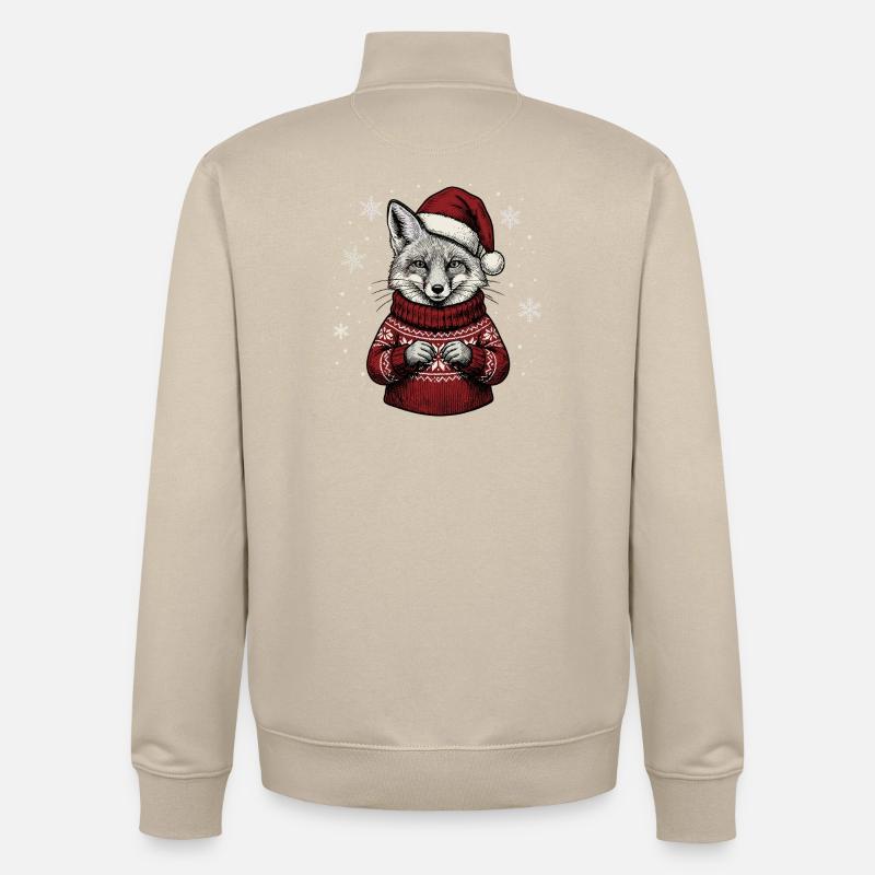 Rotfuchs Weihnachten Süßer Weihnachtsfuchs Winter - Unisex Organic Zip Sweatshirt von Stanley/Stella - Cremebeige