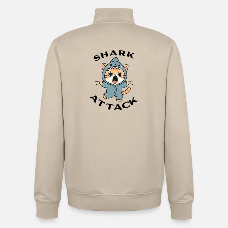 Shark Attack - Attaque de requin - Sweat zippé unisexe en coton bio Stanley/Stella - beige crème