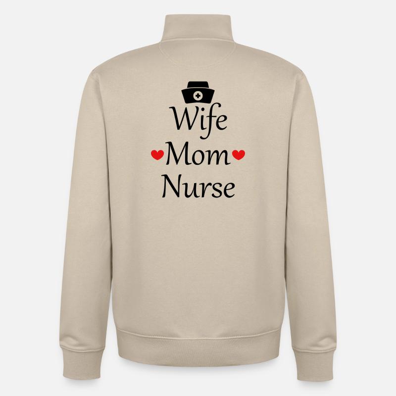 Ehefrau, Mutter, Krankenschwester - Unisex Organic Zip Sweatshirt von Stanley/Stella - Cremebeige
