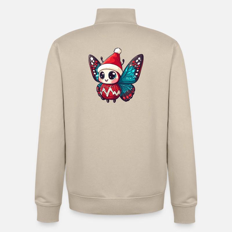 Noël de Noël Papillon - Sweat zippé unisexe en coton bio Stanley/Stella - beige crème