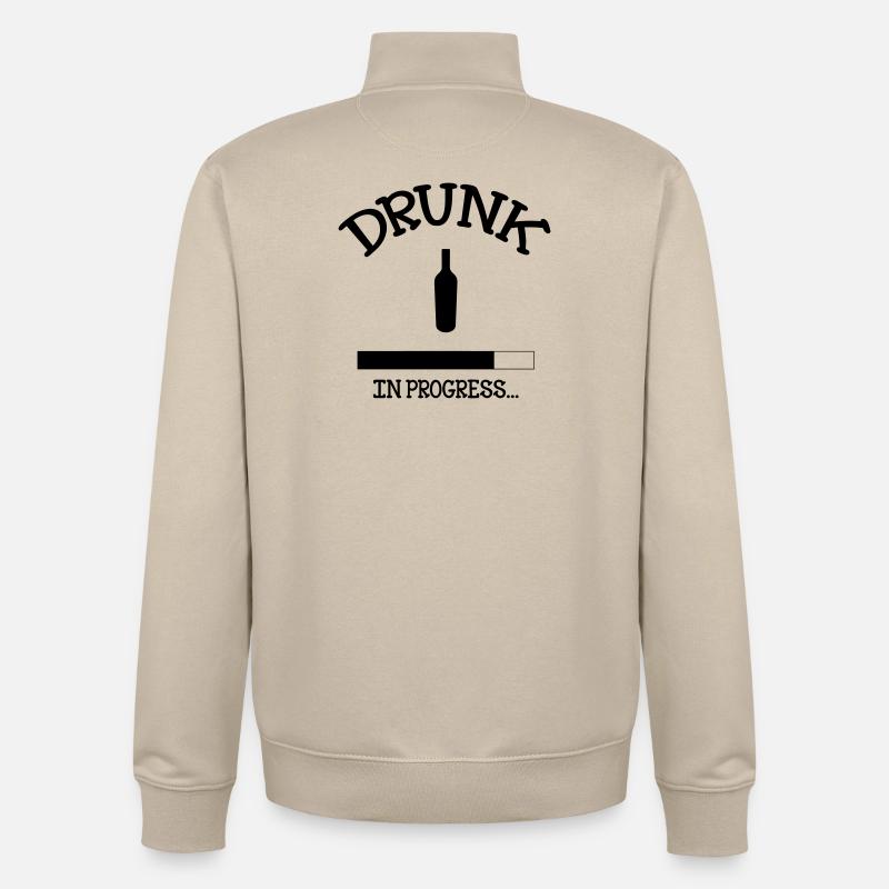 Drunk in Progress - alcool - Sweat zippé unisexe en coton bio Stanley/Stella - beige crème