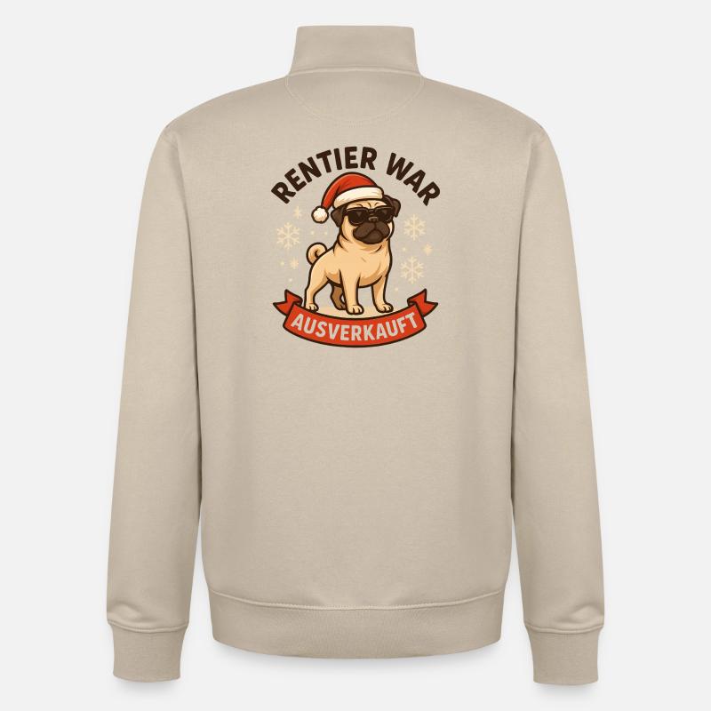 Reindeer a affiché complet Pug Pug - Sweat zippé unisexe en coton bio Stanley/Stella - beige crème