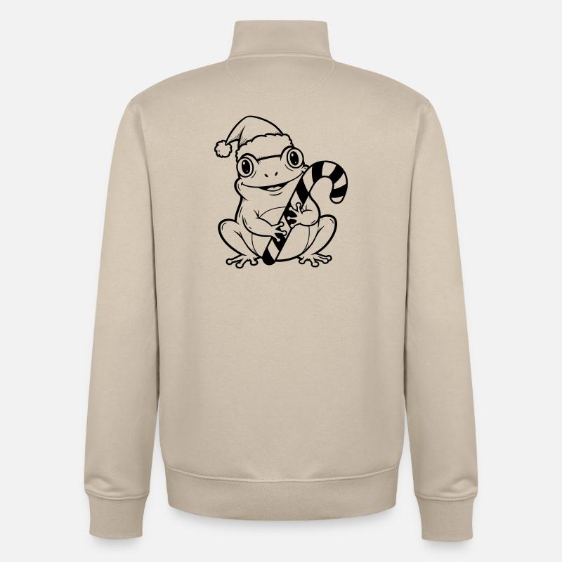 Grenouille de Noël avec canne à sucre - Sweat zippé unisexe en coton bio Stanley/Stella - beige crème
