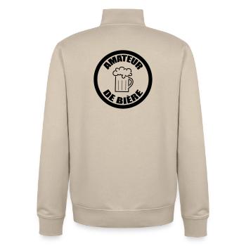 Amateur de bière | Alcool - Sweat zippé unisexe en coton bio Stanley/Stella - beige crème - Dos - AI Model Male 185 dark (185cm)