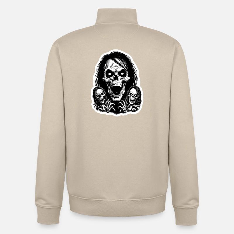Schreiender Skull - Unisex Organic Zip Sweatshirt von Stanley/Stella - Cremebeige