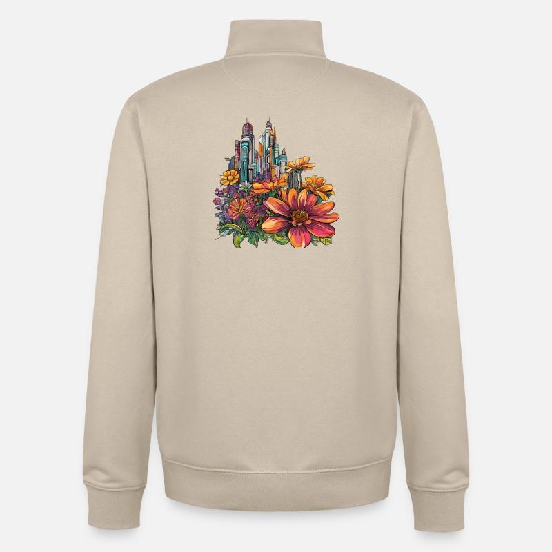 Blühende Skyline Farbexplosion - Unisex Organic Zip Sweatshirt von Stanley/Stella - Cremebeige