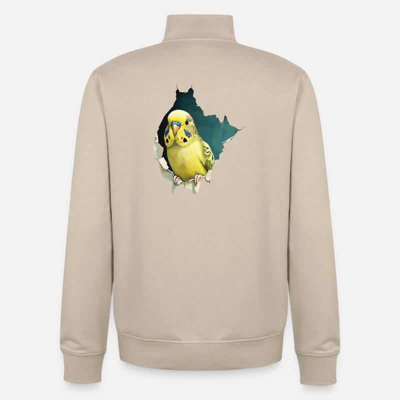 Perruche ondulée - Sweat zippé unisexe en coton bio Stanley/Stella - beige crème