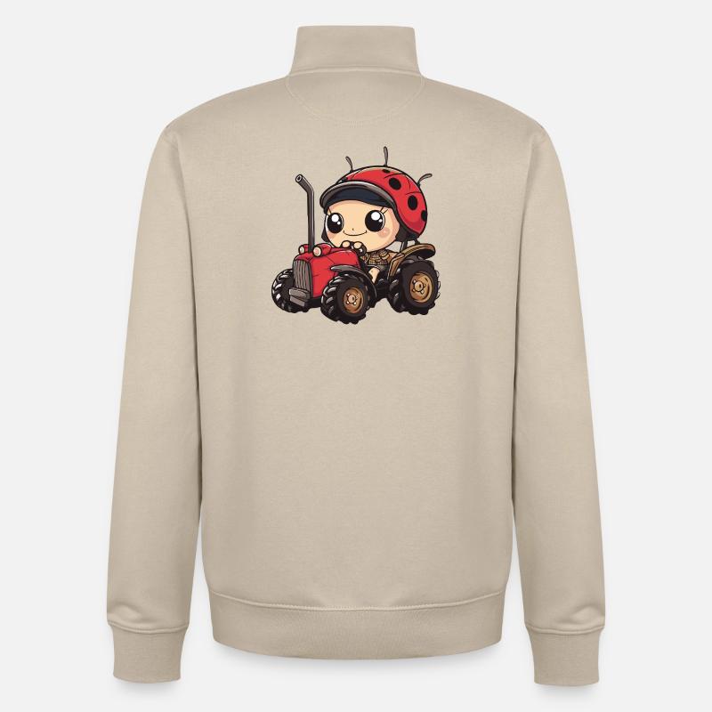 Fermier de tracteurs Ladybug - Sweat zippé unisexe en coton bio Stanley/Stella - beige crème