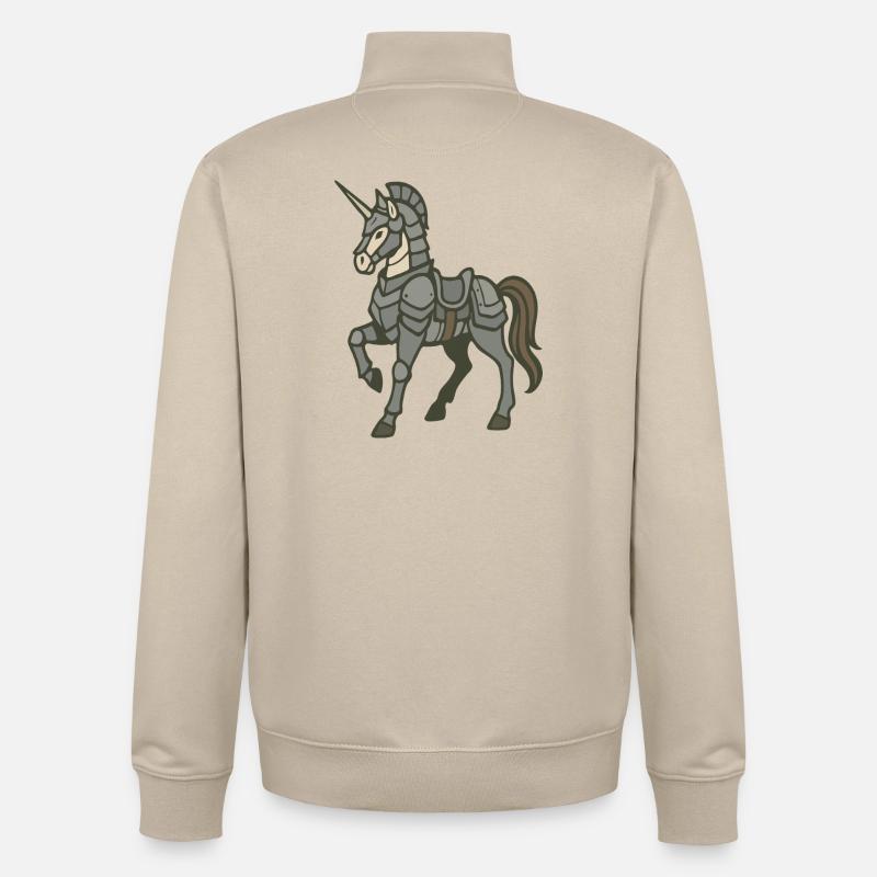Fantasy-Design schwer gepanzerter Einhornritter - Unisex Organic Zip Sweatshirt von Stanley/Stella - Cremebeige