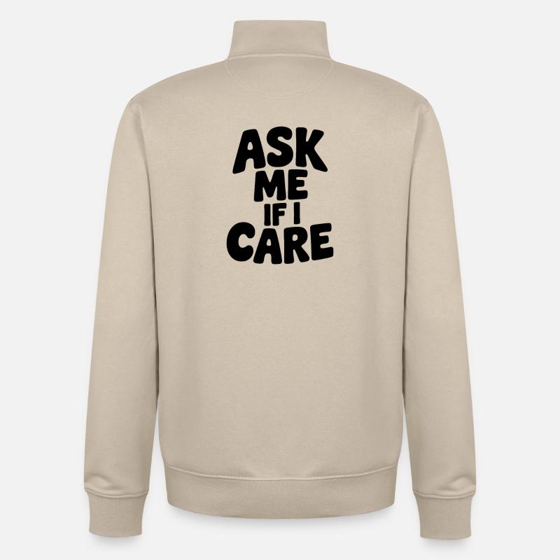 Demande-moi si ça m’intéresse - Sweat zippé unisexe en coton bio Stanley/Stella - beige crème