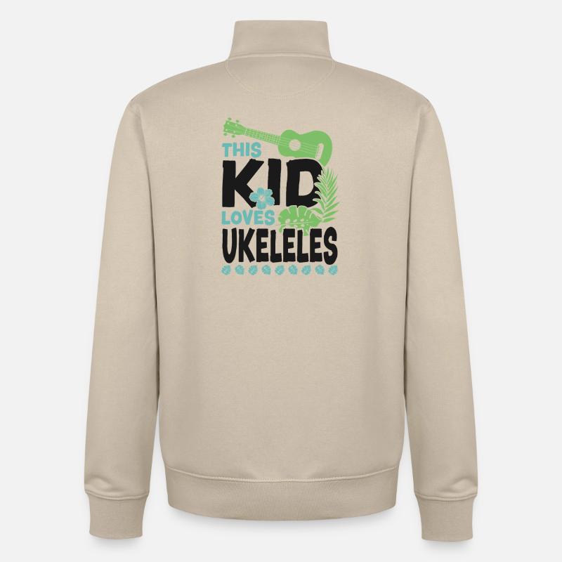 Ukulélé hawaïen Uke Kid Ce gamin - Sweat zippé unisexe en coton bio Stanley/Stella - beige crème