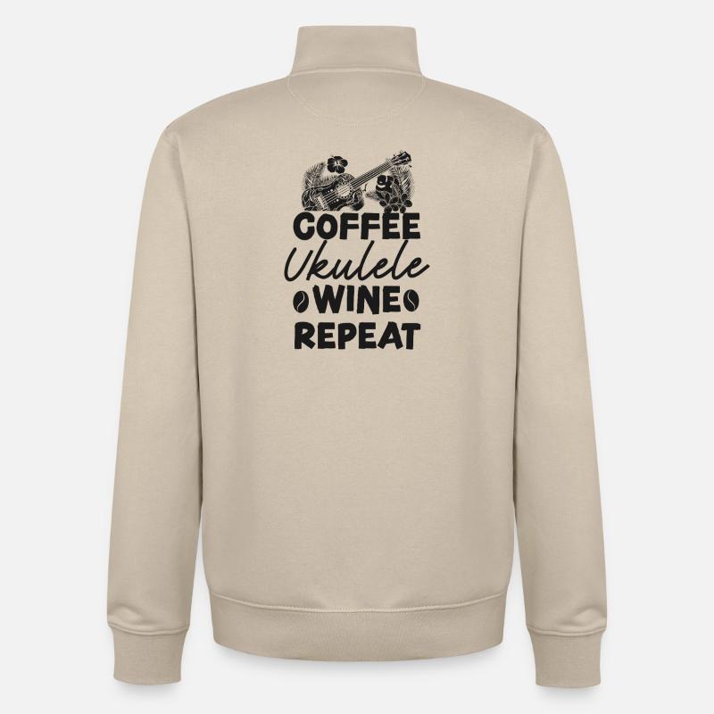 Vin de café à l’ukulélé hawaïen - Sweat zippé unisexe en coton bio Stanley/Stella - beige crème