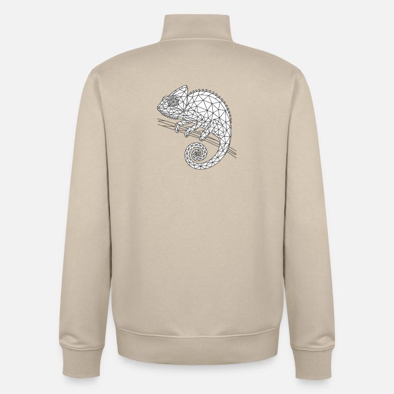 Geometric Chameleon Wireframe - Unisex Organic Zip Sweatshirt by Stanley/Stella - desert dust