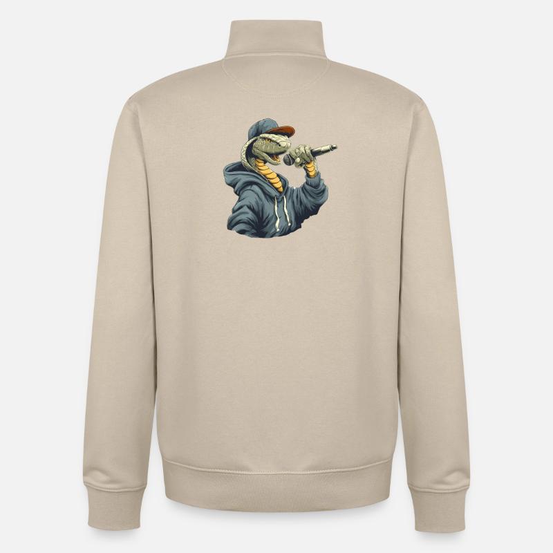 Serpent rappeur en sweat à capuche - Sweat zippé unisexe en coton bio Stanley/Stella - beige crème