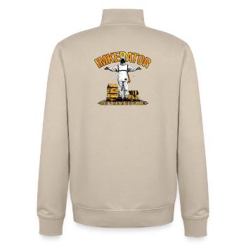Beekeeper Whole colonies work for me - Unisex Organic Zip Sweatshirt by Stanley/Stella - desert dust - Back - AI Model Male 185 dark (185cm)