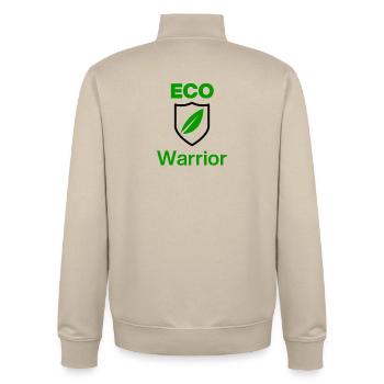 ECO Warrior. Green Mindset, Ecologies first - Unisex Organic Zip Sweatshirt by Stanley/Stella - desert dust - Back - AI Model Male 185 dark (185cm)