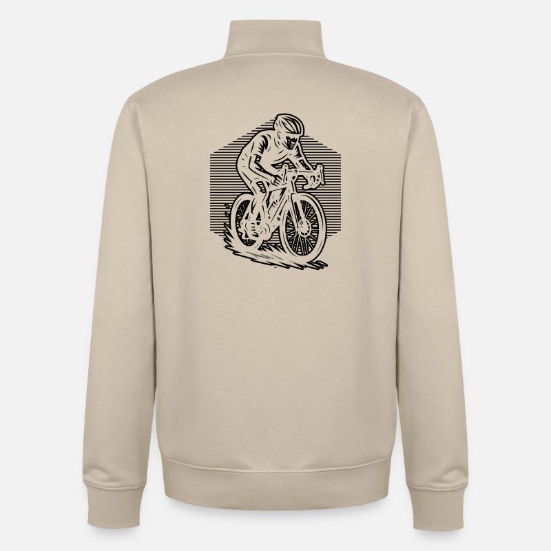 Motif emblématique du vélo de route - Sweat zippé unisexe en coton bio Stanley/Stella - beige crème