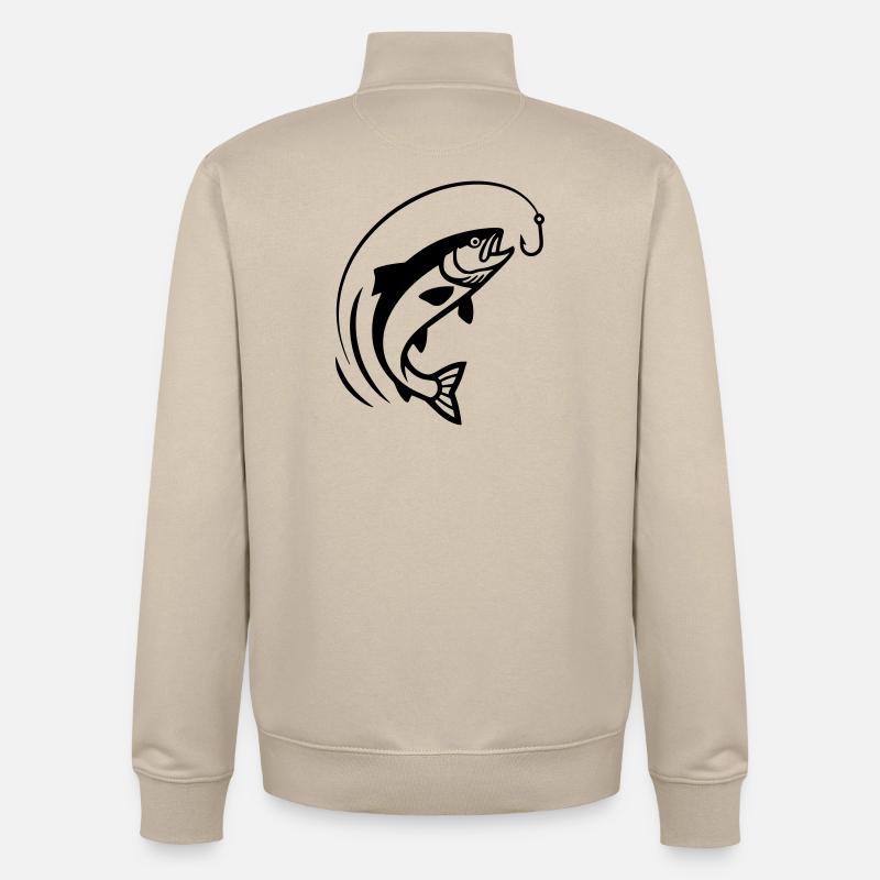 Action de morsure d’hameçon sauteur - Sweat zippé unisexe en coton bio Stanley/Stella - beige crème