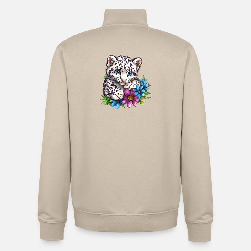 Leopard kitten with flowers - Unisex Organic Zip Sweatshirt by Stanley/Stella - desert dust