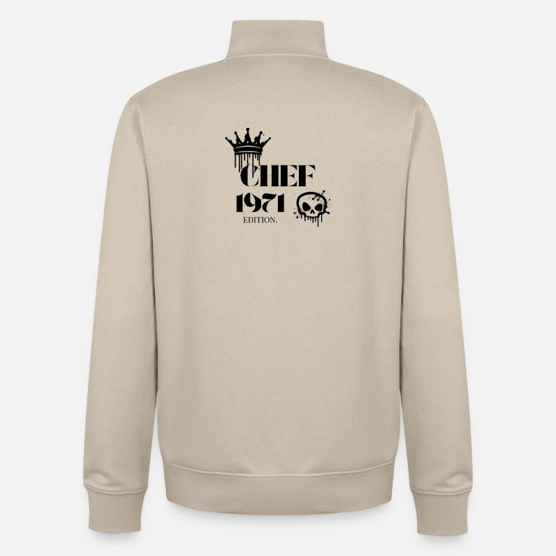 Édition Chef 1971 54e anniversaire Diction - Sweat zippé unisexe en coton bio Stanley/Stella - beige crème