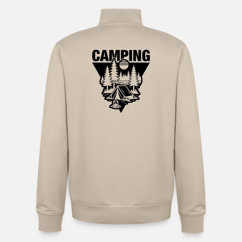 Tent Camping Symbol Nature - Unisex Organic Zip Sweatshirt by Stanley/Stella - desert dust