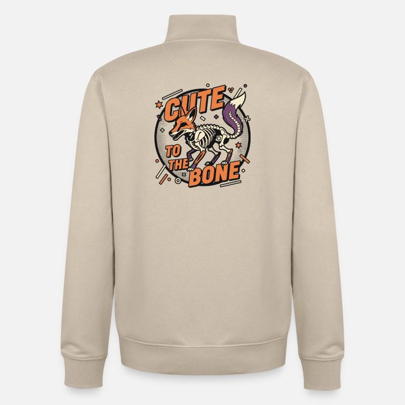 Skeleton Fox: Cute to the Bone - Unisex Organic Zip Sweatshirt by Stanley/Stella - desert dust