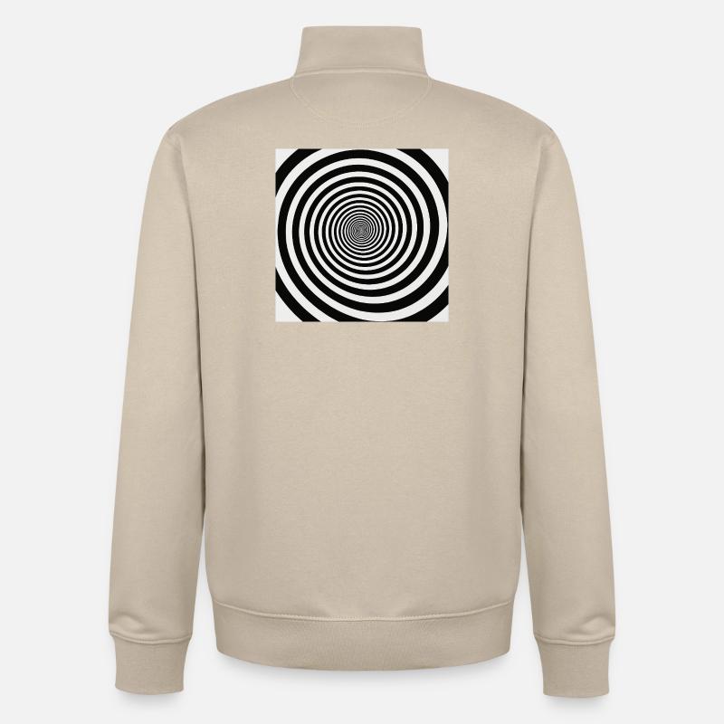 Spirale hypnotique noir et blanc - Sweat zippé unisexe en coton bio Stanley/Stella - beige crème