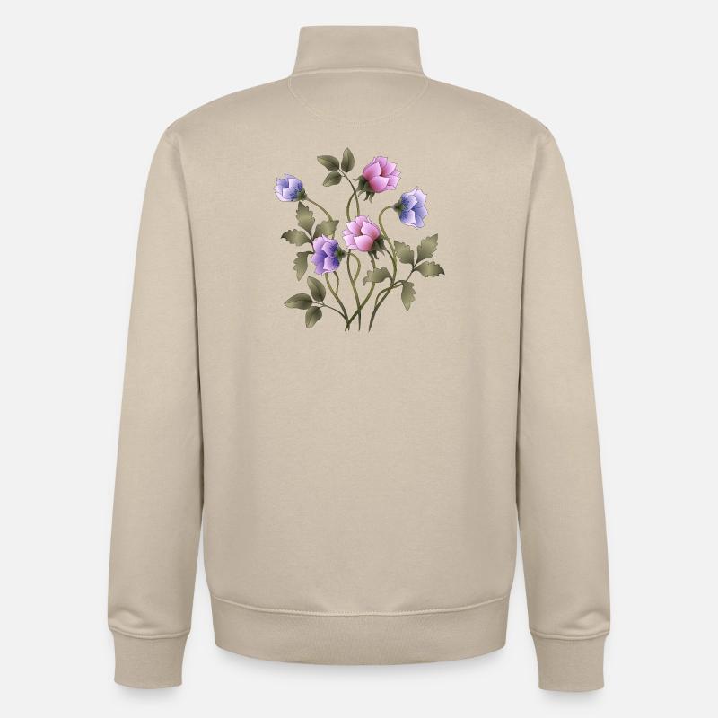 Fleur - Sweat zippé unisexe en coton bio Stanley/Stella - beige crème