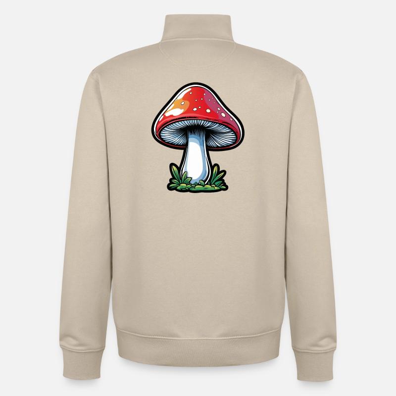 Conception du Popart Red Toadstool - Sweat zippé unisexe en coton bio Stanley/Stella - beige crème