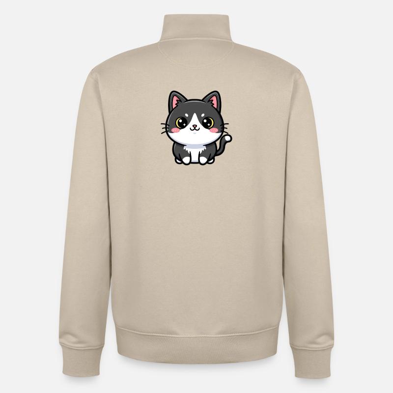 Charme Chibi Chat - Sweat zippé unisexe en coton bio Stanley/Stella - beige crème