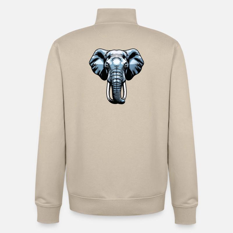 Blue Elephant Head Vector - Unisex Organic Zip Sweatshirt by Stanley/Stella - desert dust