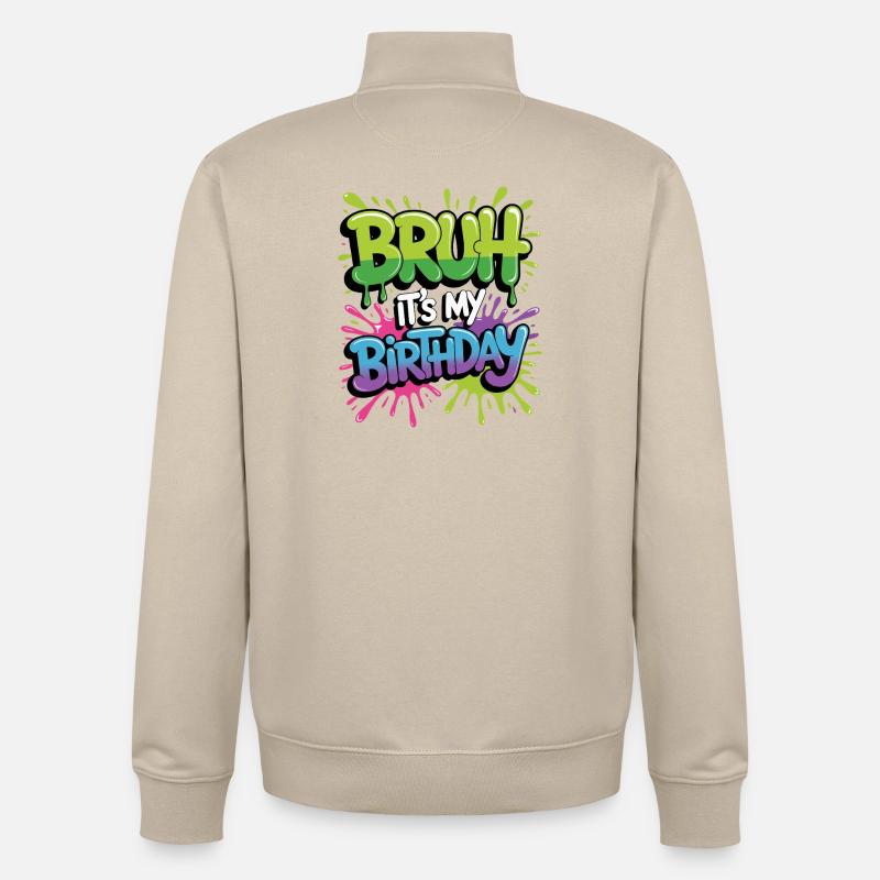 Mec, c’est mon anniversaire - Sweat zippé unisexe en coton bio Stanley/Stella - beige crème