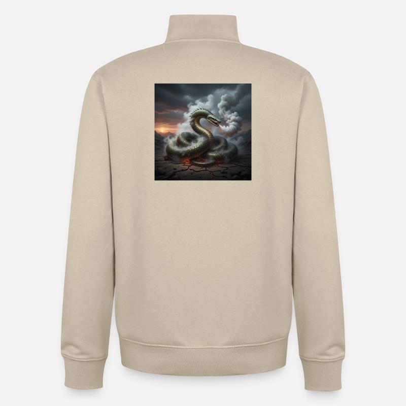 Serpent dans le champ de lave - Sweat zippé unisexe en coton bio Stanley/Stella - beige crème