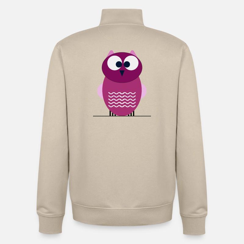 Hibou de la forêt pourpre - Sweat zippé unisexe en coton bio Stanley/Stella - beige crème
