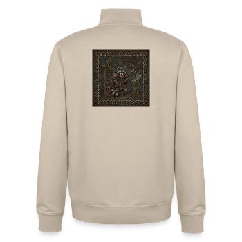 Guerrier viking raton laveur avec hache runique - Sweat zippé unisexe en coton bio Stanley/Stella - beige crème - Dos - AI Model Male 185 dark (185cm)