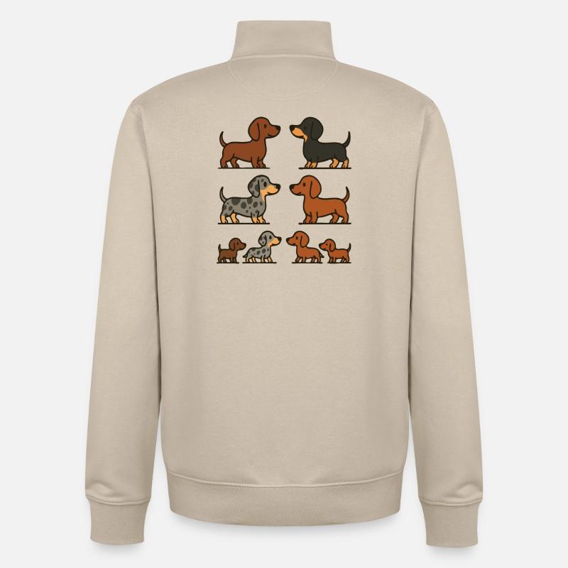 Pack d’illustration du quatuor teckel - Sweat zippé unisexe en coton bio Stanley/Stella - beige crème