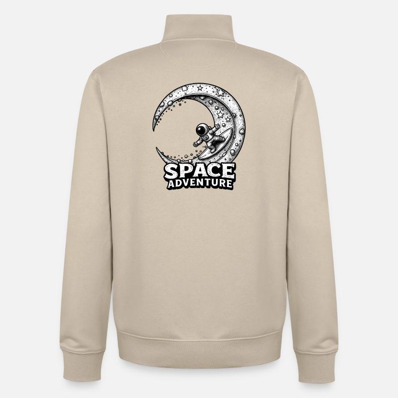 Cosmic Surf – Attraction d’aventure spatiale - Sweat zippé unisexe en coton bio Stanley/Stella - beige crème
