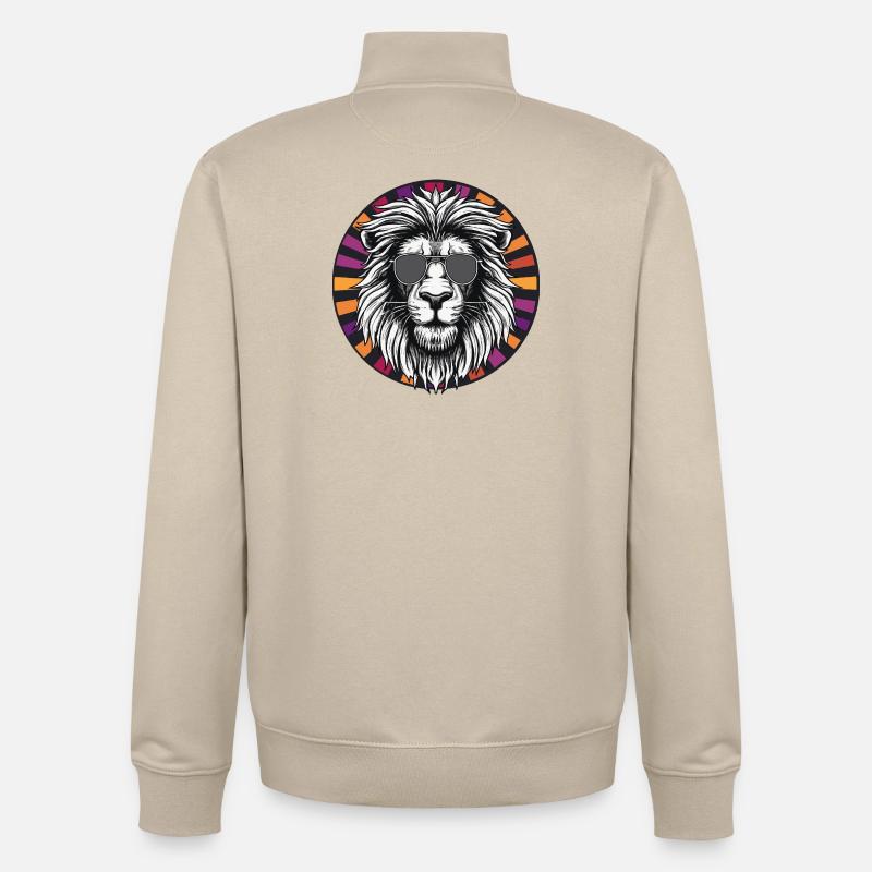 Lion avec lunettes de soleil - Sweat zippé unisexe en coton bio Stanley/Stella - beige crème