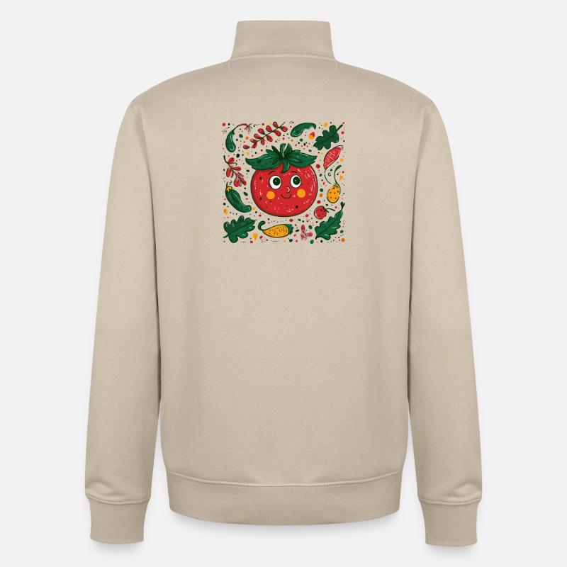 Fröhliche Tomate im Gartendesign - Unisex Organic Zip Sweatshirt von Stanley/Stella - Cremebeige